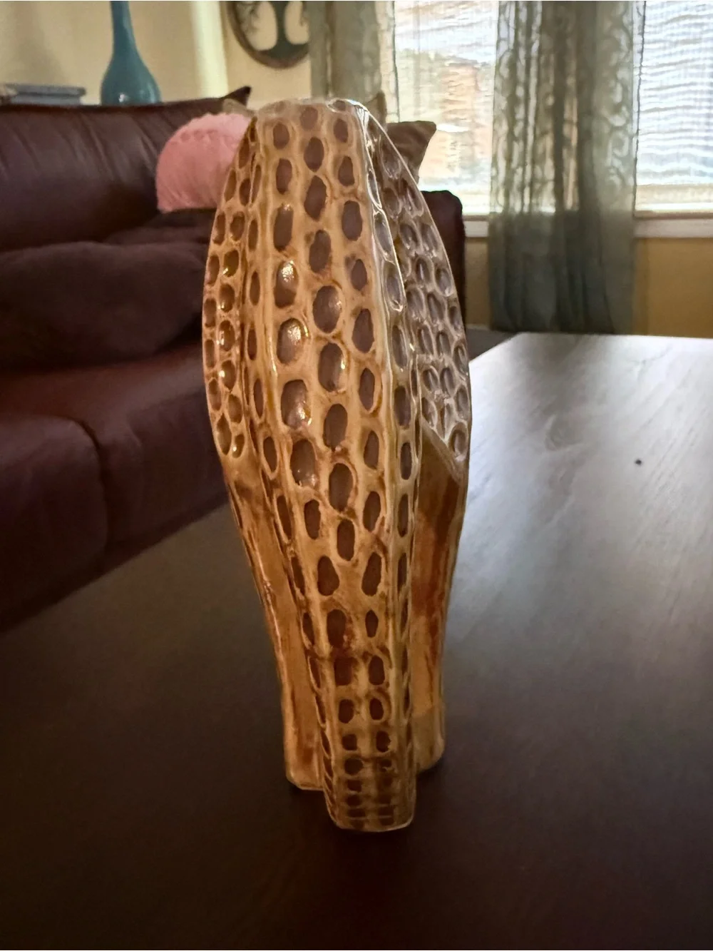 Pier 1 Brown Sculpted Ceramic Elephant Figurine